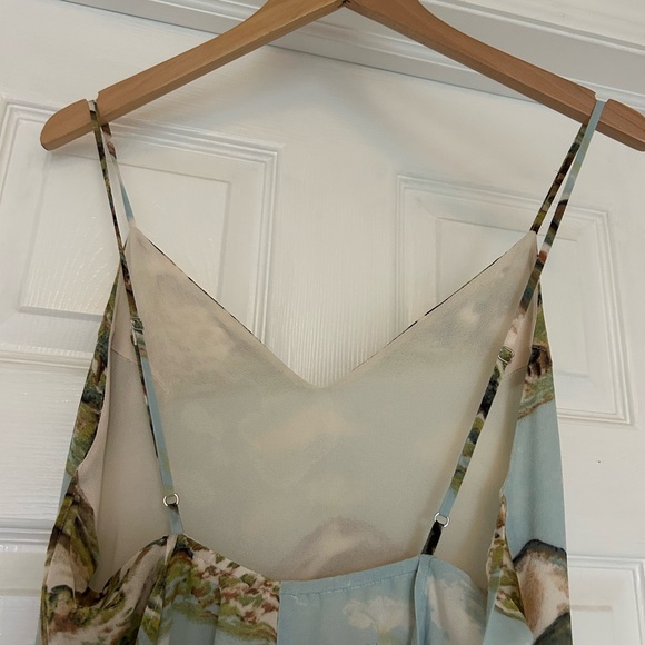 Reformation Dietrich Dress Size 2 Landscape Print Mountains Slip Backless - Picture 10 of 13